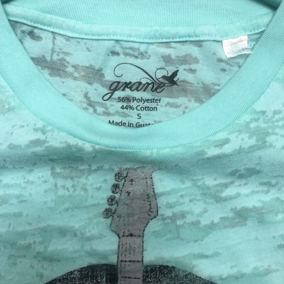 NWOT Grane Mint Green Burnout ROCK N ROLL Guitar T-Shirt SZ Small - Picture 3 of 4